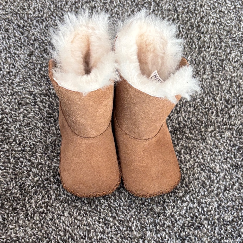 UGG Tan Baby Booties with Plush Lining